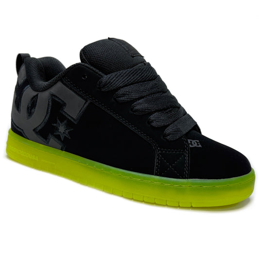 DC SHOES COURT GRAFFIK BLACK LIME TRAINERS