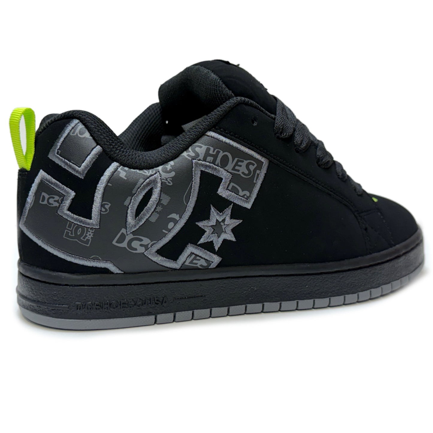 DC SHOES COURT GRAFFIK BLACK LIME TRAINERS