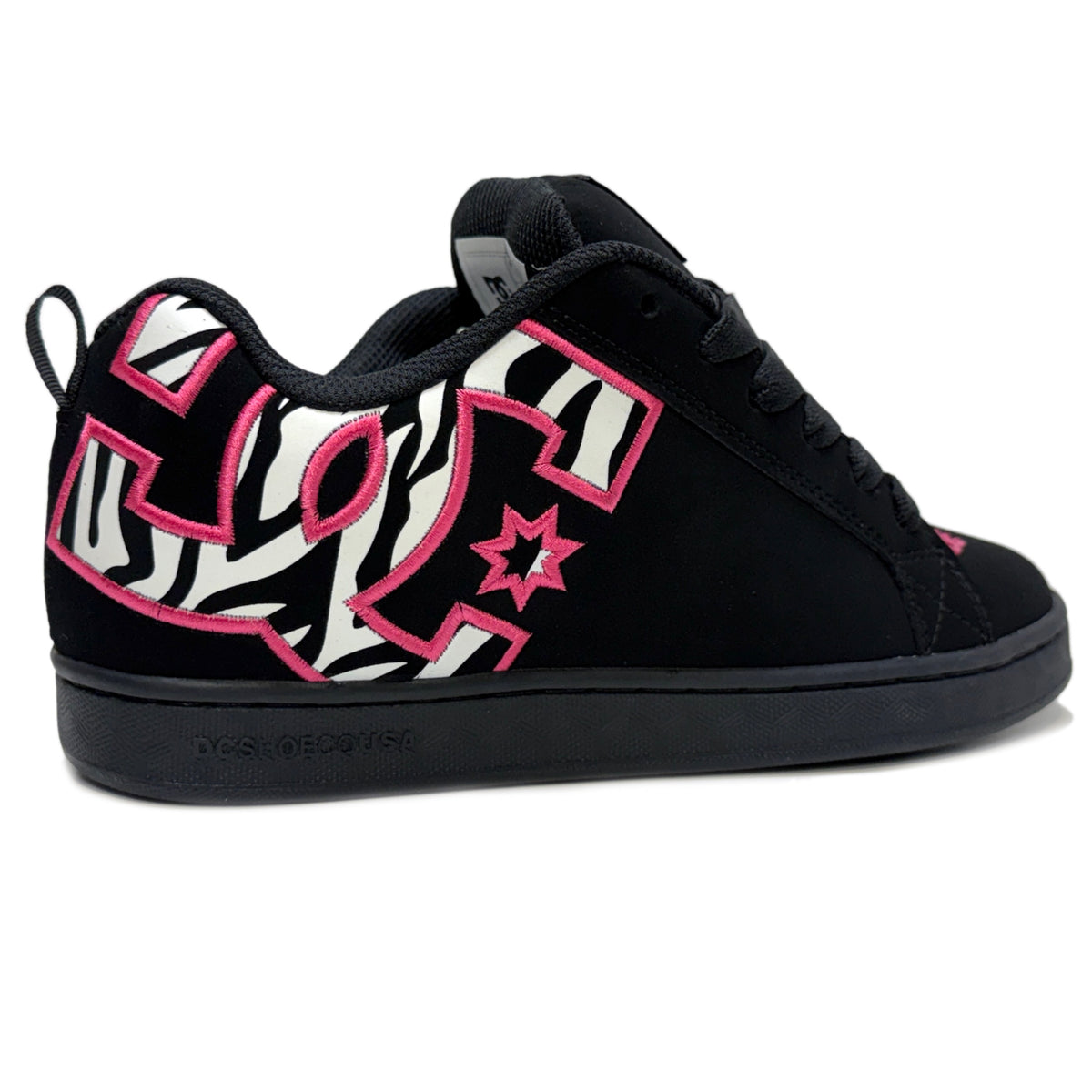 DC SHOES COURT GRAFFIK BLACK WHITE PINK LADIES TRAINERS