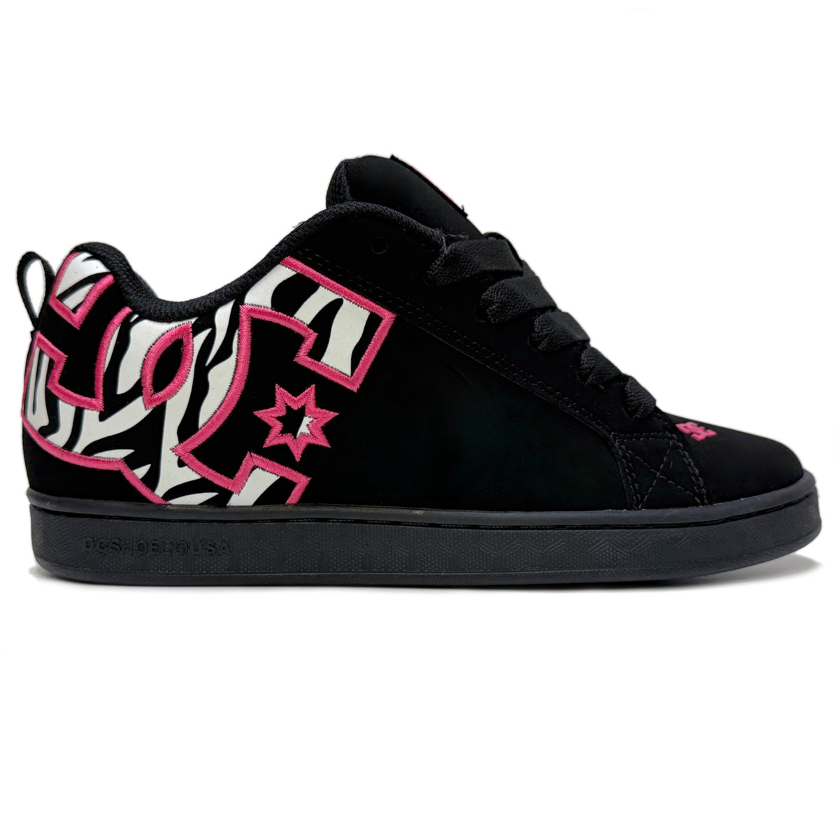 DC SHOES COURT GRAFFIK BLACK WHITE PINK LADIES TRAINERS