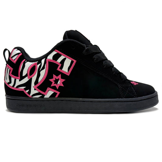 DC SHOES COURT GRAFFIK BLACK WHITE PINK LADIES TRAINERS