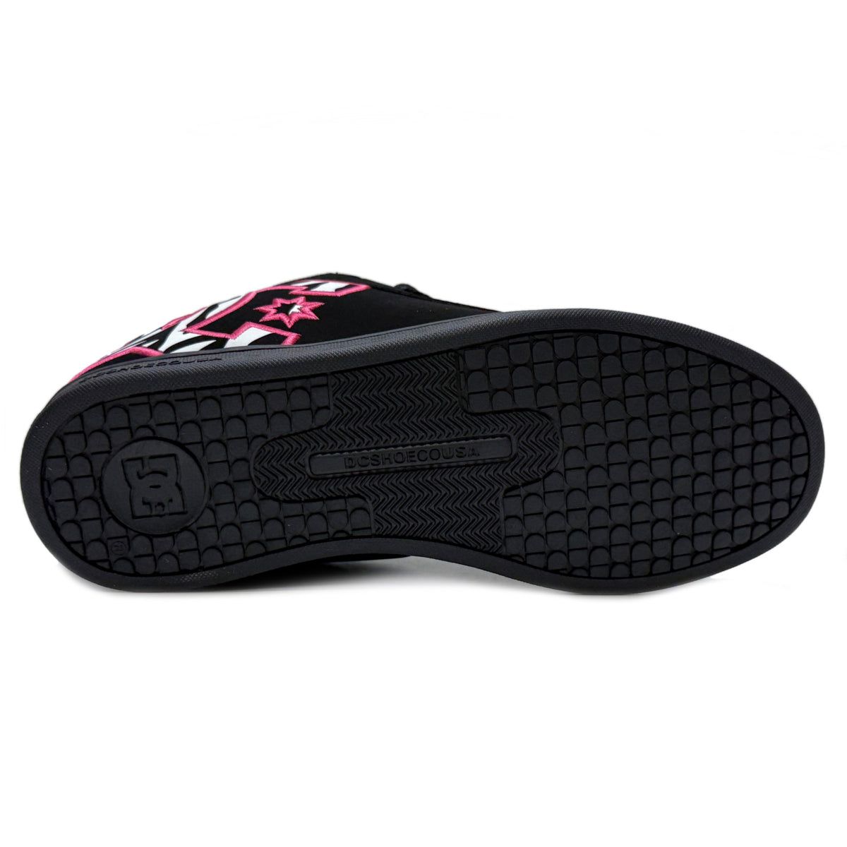 DC SHOES COURT GRAFFIK BLACK WHITE PINK LADIES TRAINERS