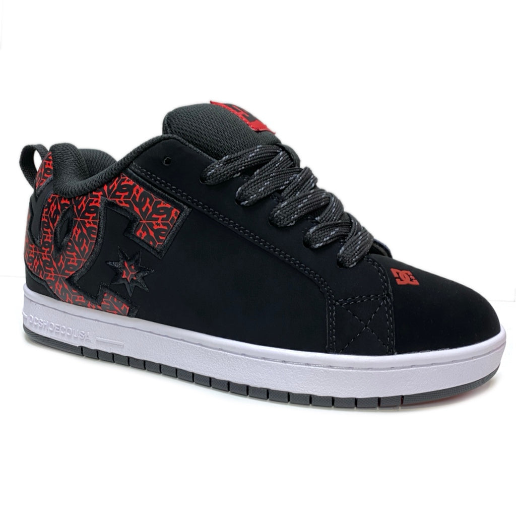 DC SHOES COURT GRAFFIK BLACK  WHITE & RED TRAINERS