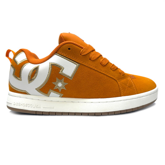 DC SHOES COURT GRAFFIK ORANGE OFF WHITE TRAINERS