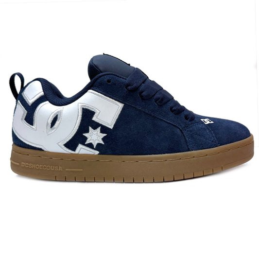 DC SHOES COURT GRAFFIK SE NAVY WHITE GUM TRAINERS