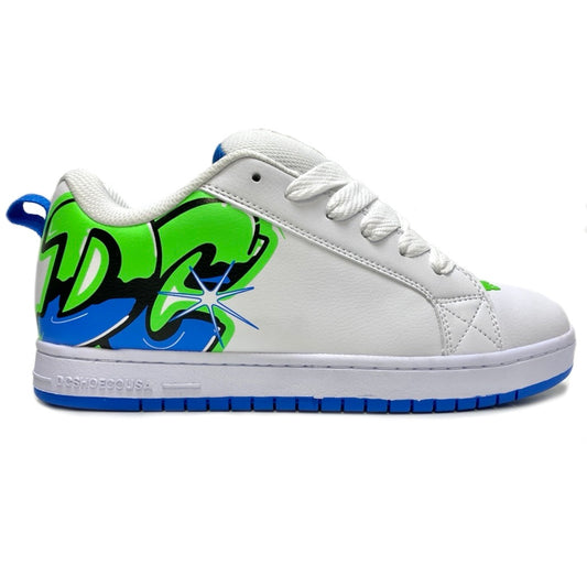 DC SHOES COURT GRAFFIK WHITE LIME TURQUOISE TRAINERS