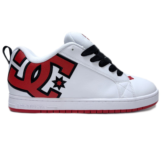 DC SHOES COURT GRAFFIK WHITE & RED LEATHER TRAINERS