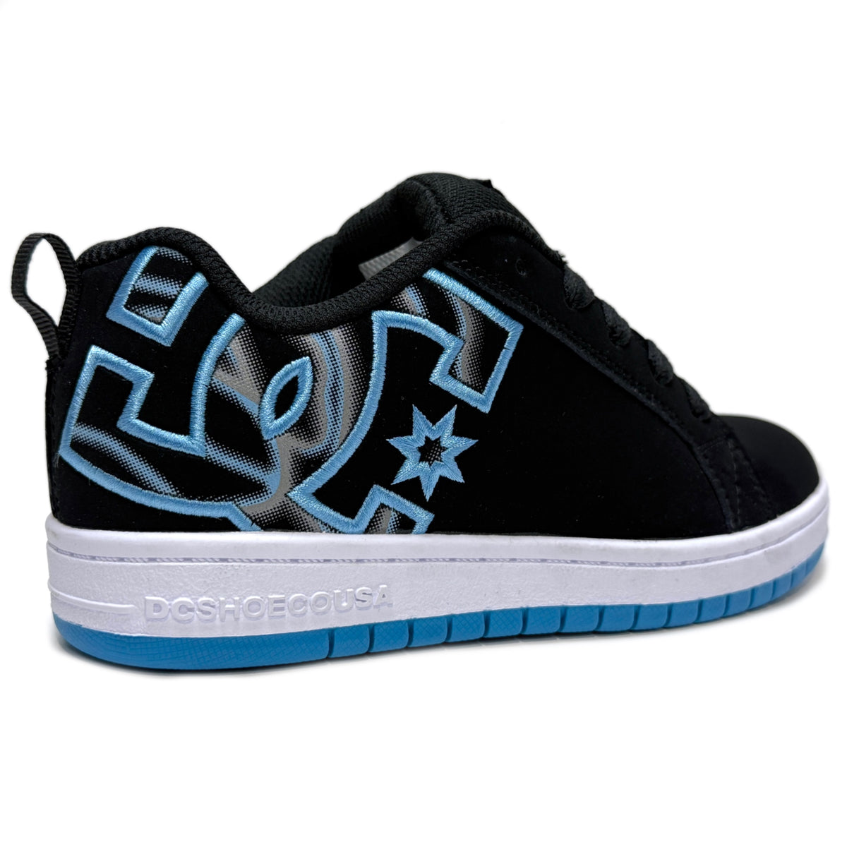 DC SHOES COURT GRAFFIK YOUTHS BLACK GLOW TRAINERS