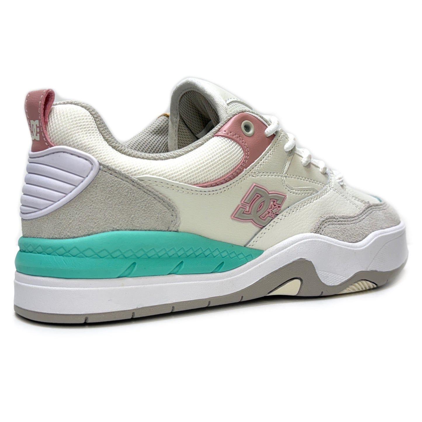 DC SHOES DC ASCEND OFF WHITE PINK TURQUOISE TRAINERS