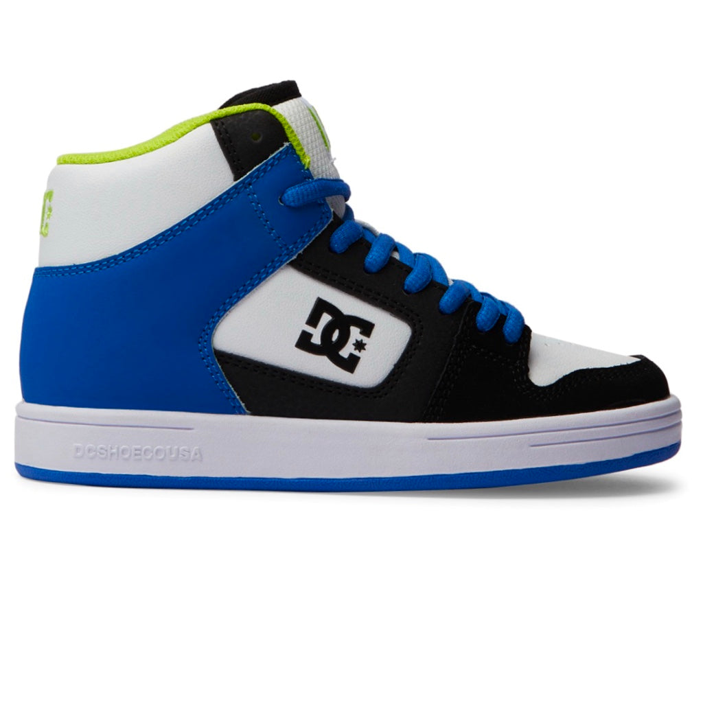 DC SHOES MANTECA 4 HI BLACK BLUE GREEN KIDS TRAINERS (UK 1)