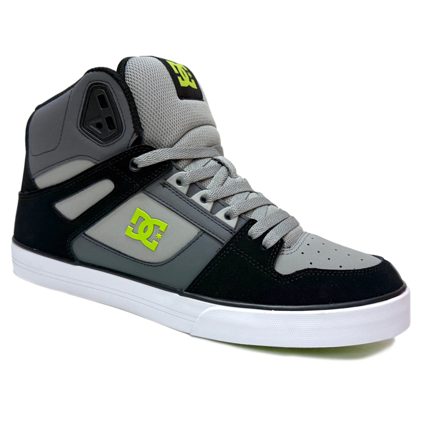 DC SHOES PURE HIGH TOP WC BLACK GREY LIME TRAINERS