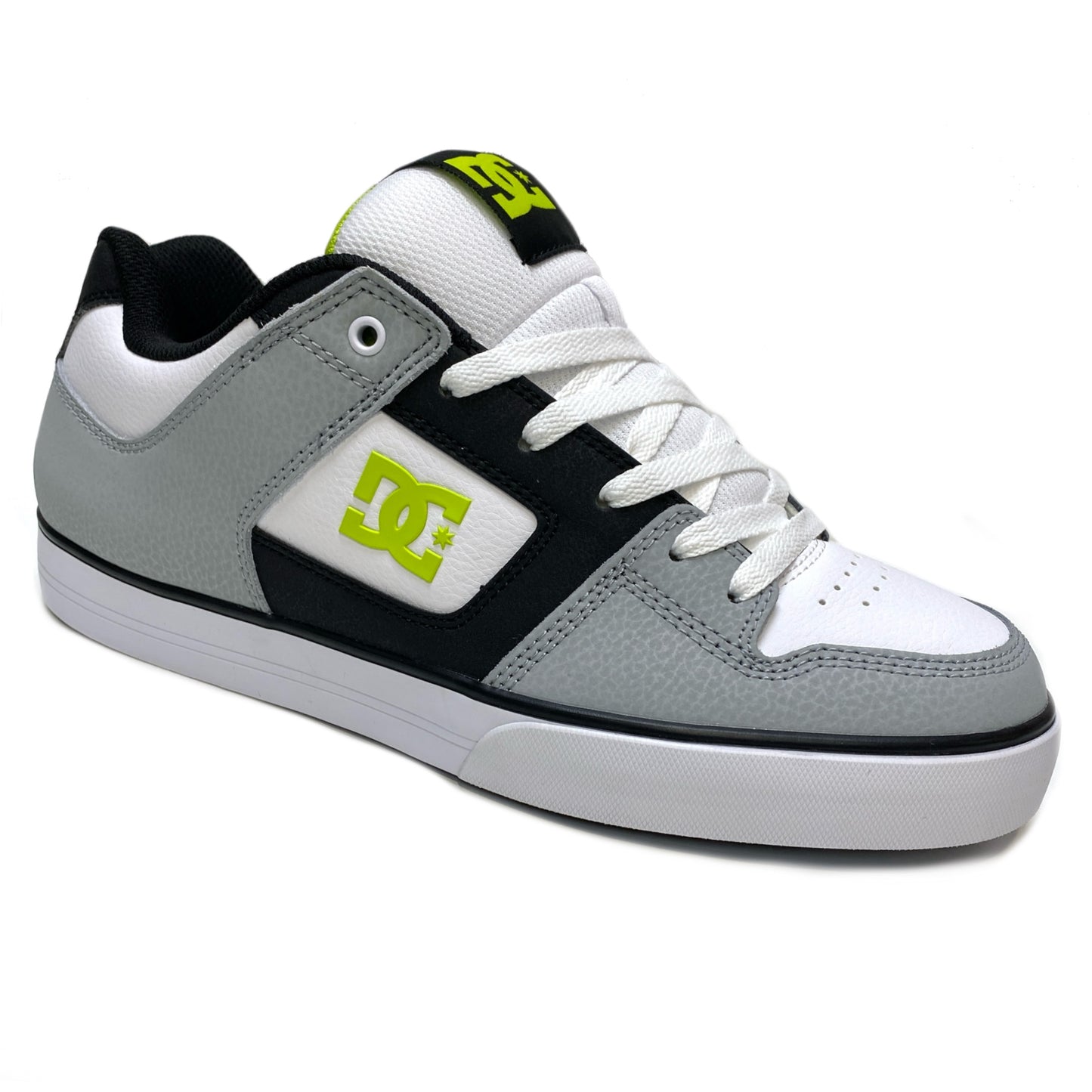 DC SHOES PURE WHITE LIME & GREY TRAINERS