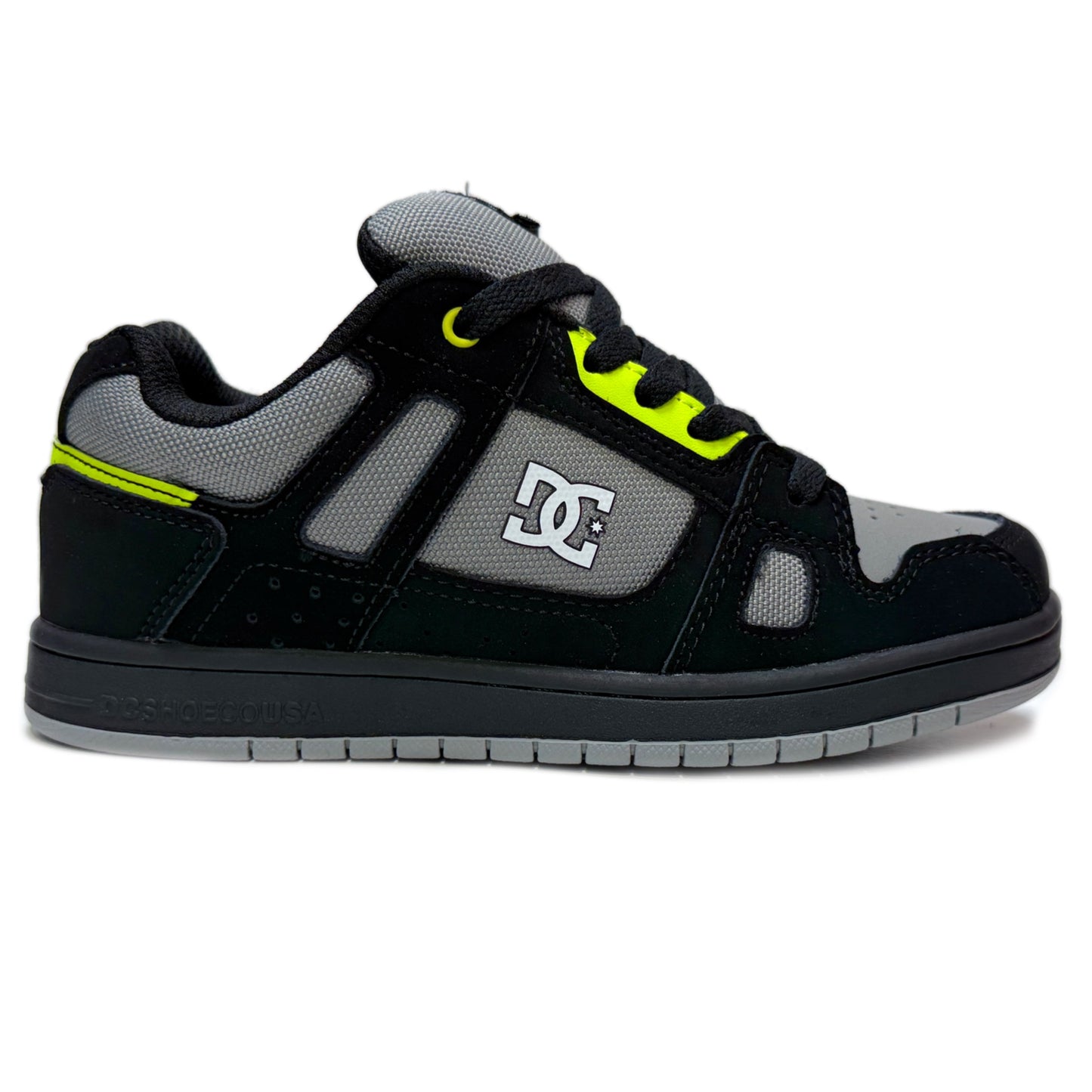 DC SHOES STAG BLACK GREY LIME YOUTHS TRAINERS