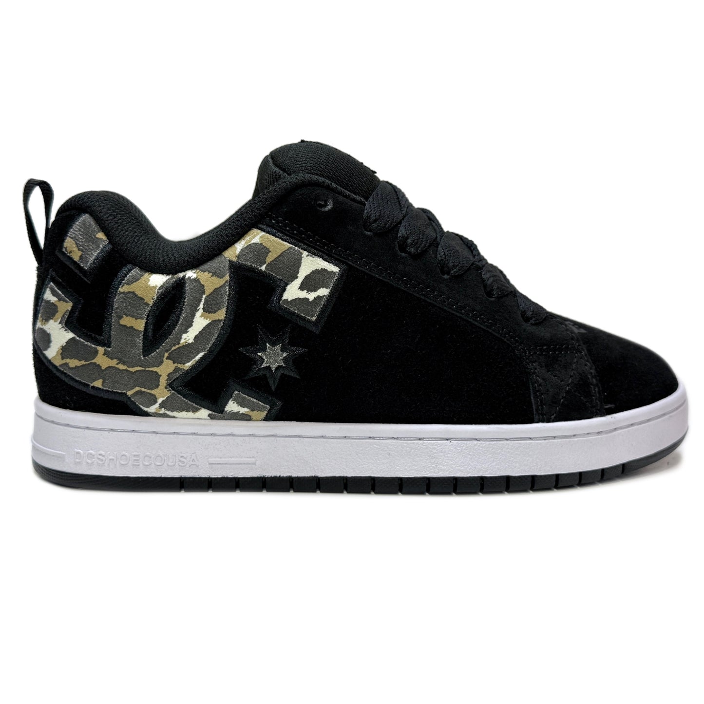 DC SHOES COURT GRAFFIK BLACK WHITE CHEETAH TRAINERS
