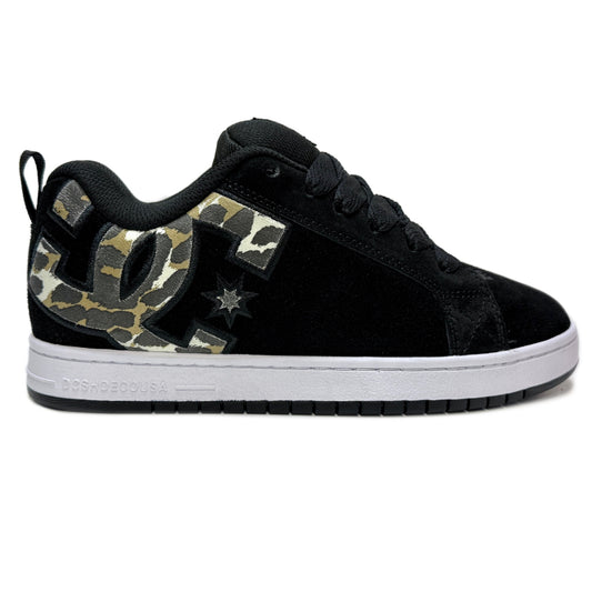 DC SHOES COURT GRAFFIK BLACK WHITE CHEETAH TRAINERS