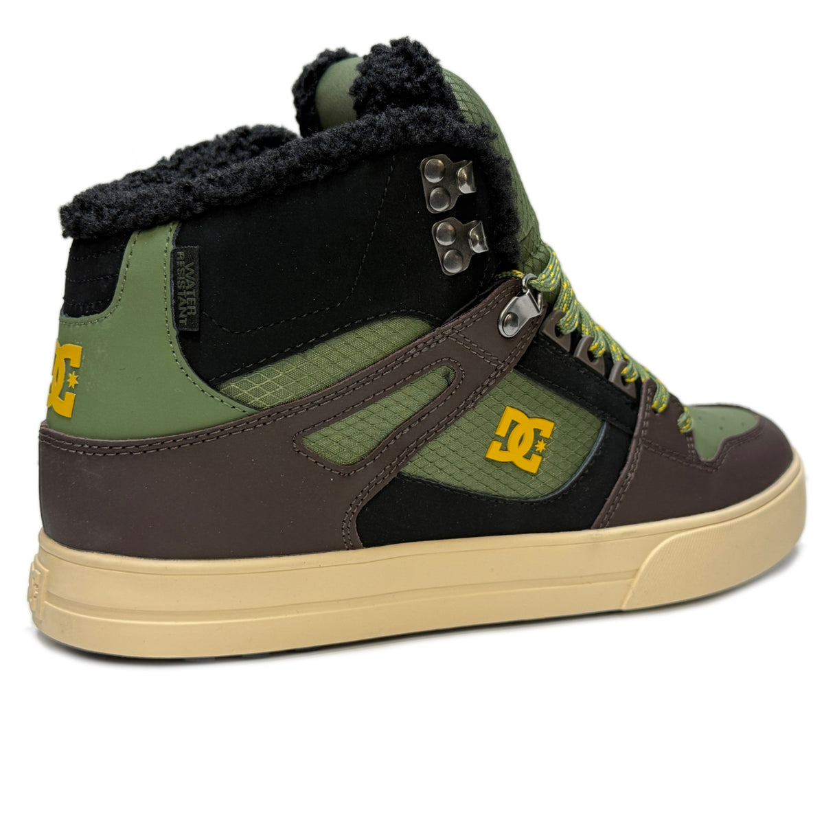 DC SHOES PURE HIGH TOP WC WNT BROWN OLIVE GREN BLACK WINTERISED TRAINERS