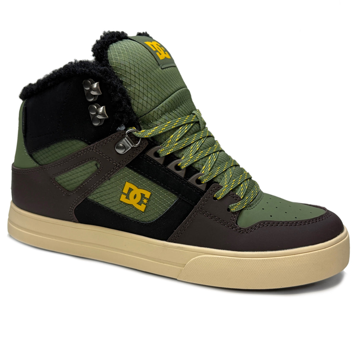 DC SHOES PURE HIGH TOP WC WNT BROWN OLIVE GREN BLACK WINTERISED TRAINERS