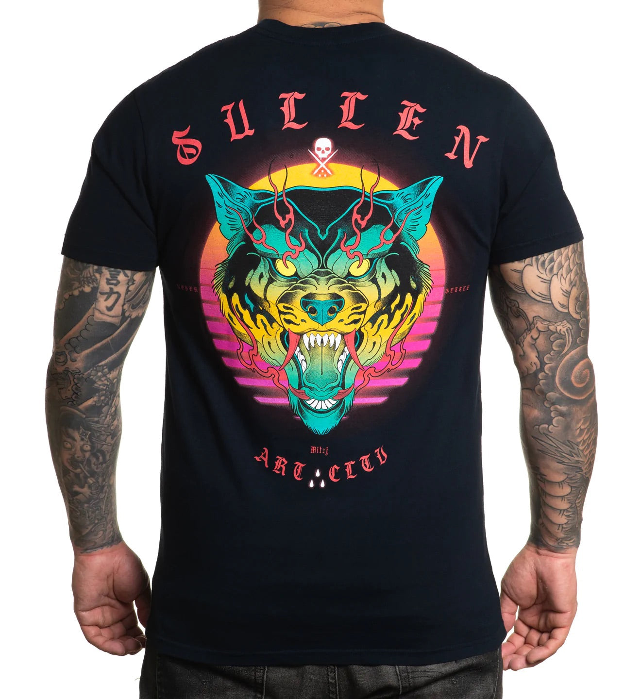 SULLEN CLOTHING WOLF SHOCK BLACK PREMIUM T-SHIRT