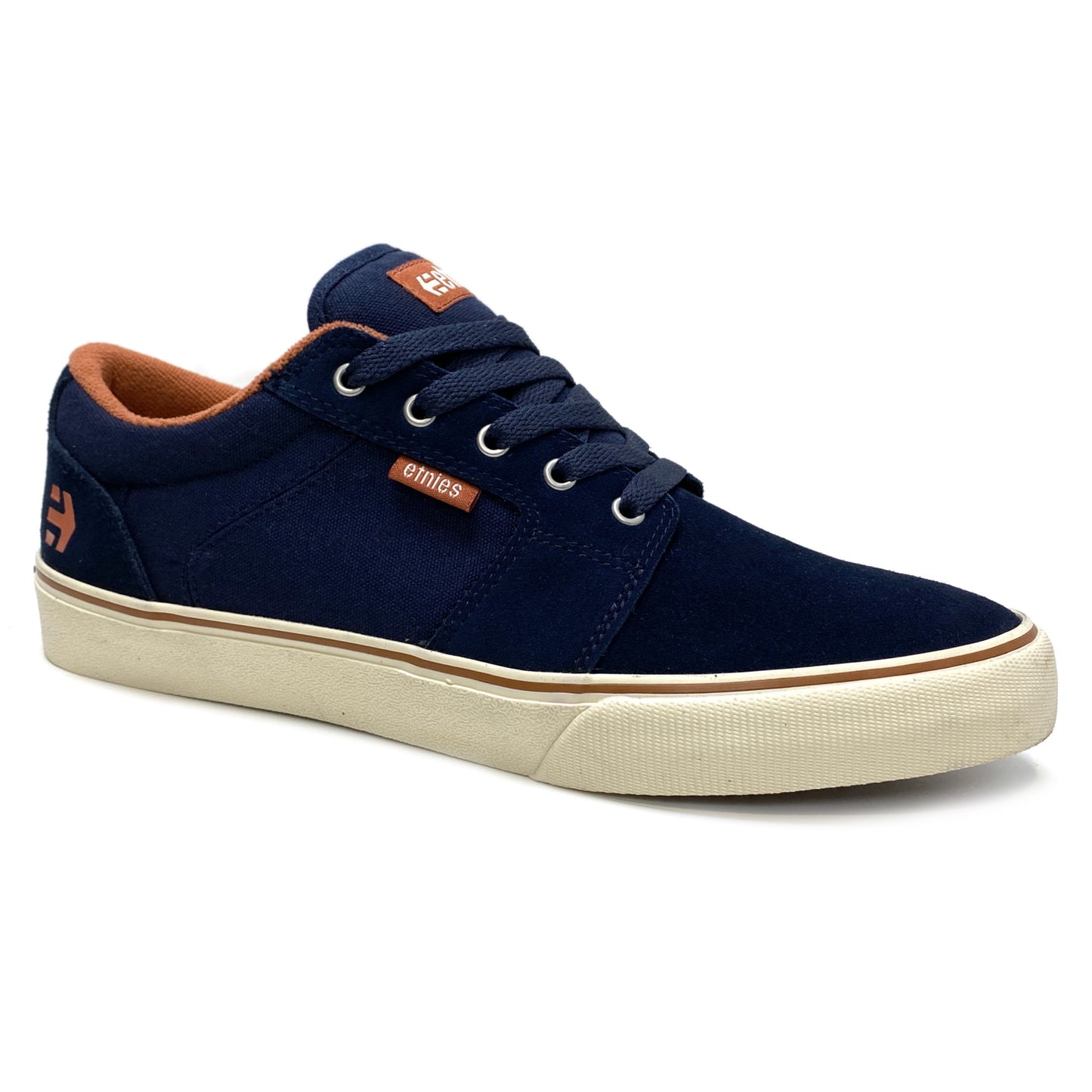 ETNIES BARGE LS NAVY & WHITE TRAINERS