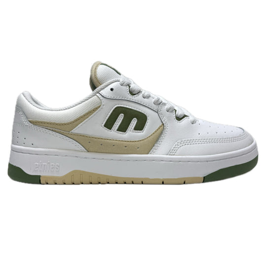 ETNIES LOOT WHITE & GREEN LEATHER TRAINERS