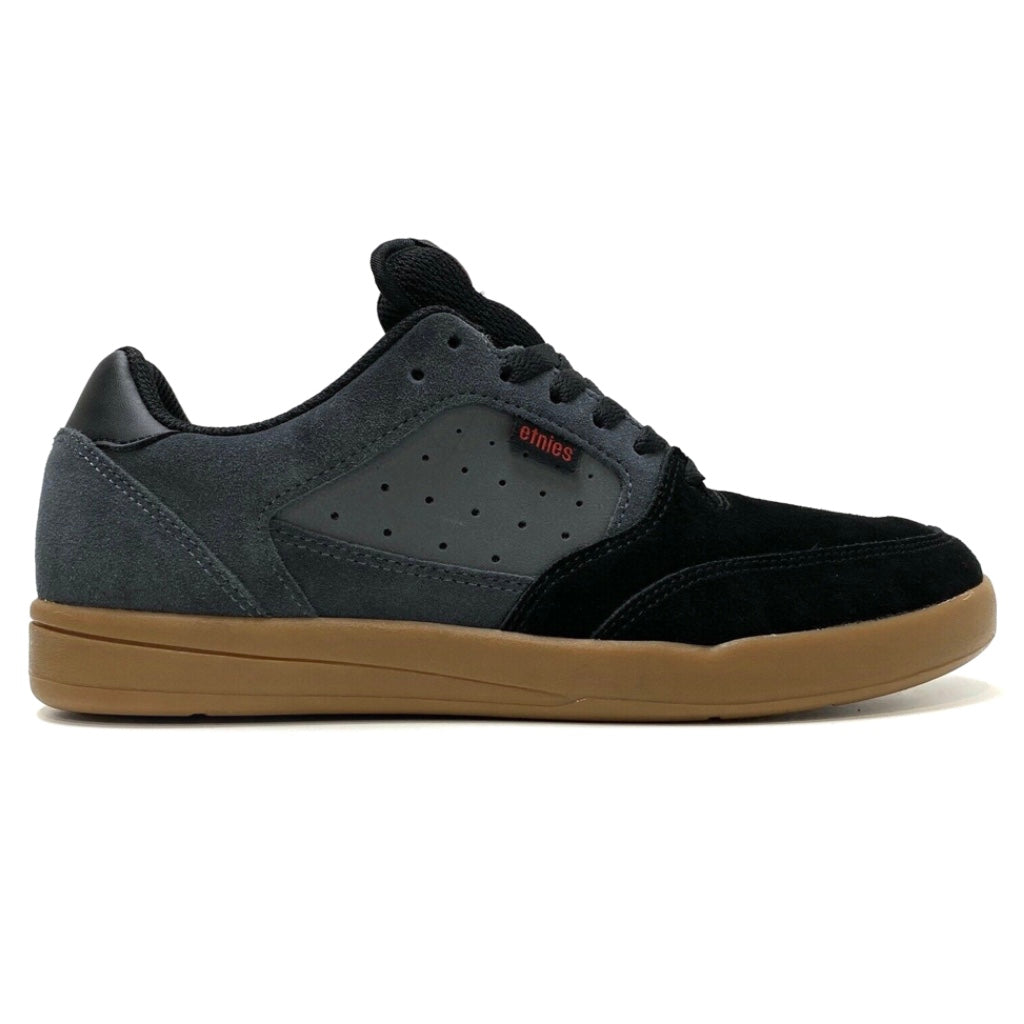 ETNIES VEER BLACK DARK GREY GUM TRAINERS (UK 11)