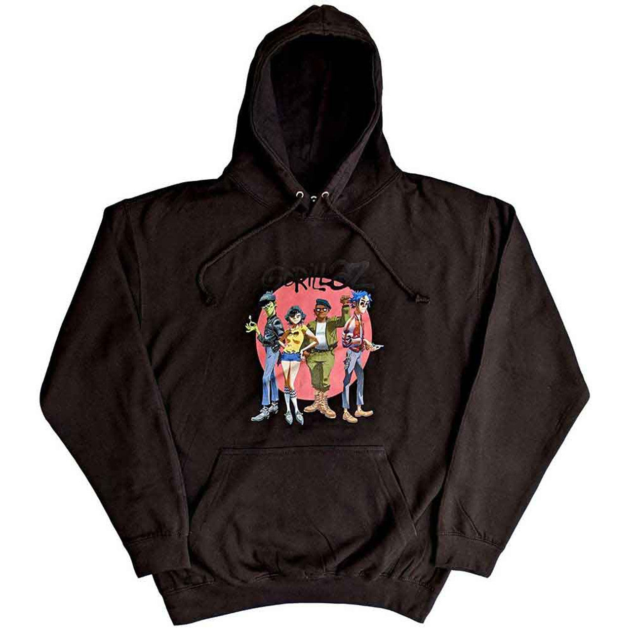 Gorillaz Unisex Pullover Hoodie: Group Circle Rise (Black)