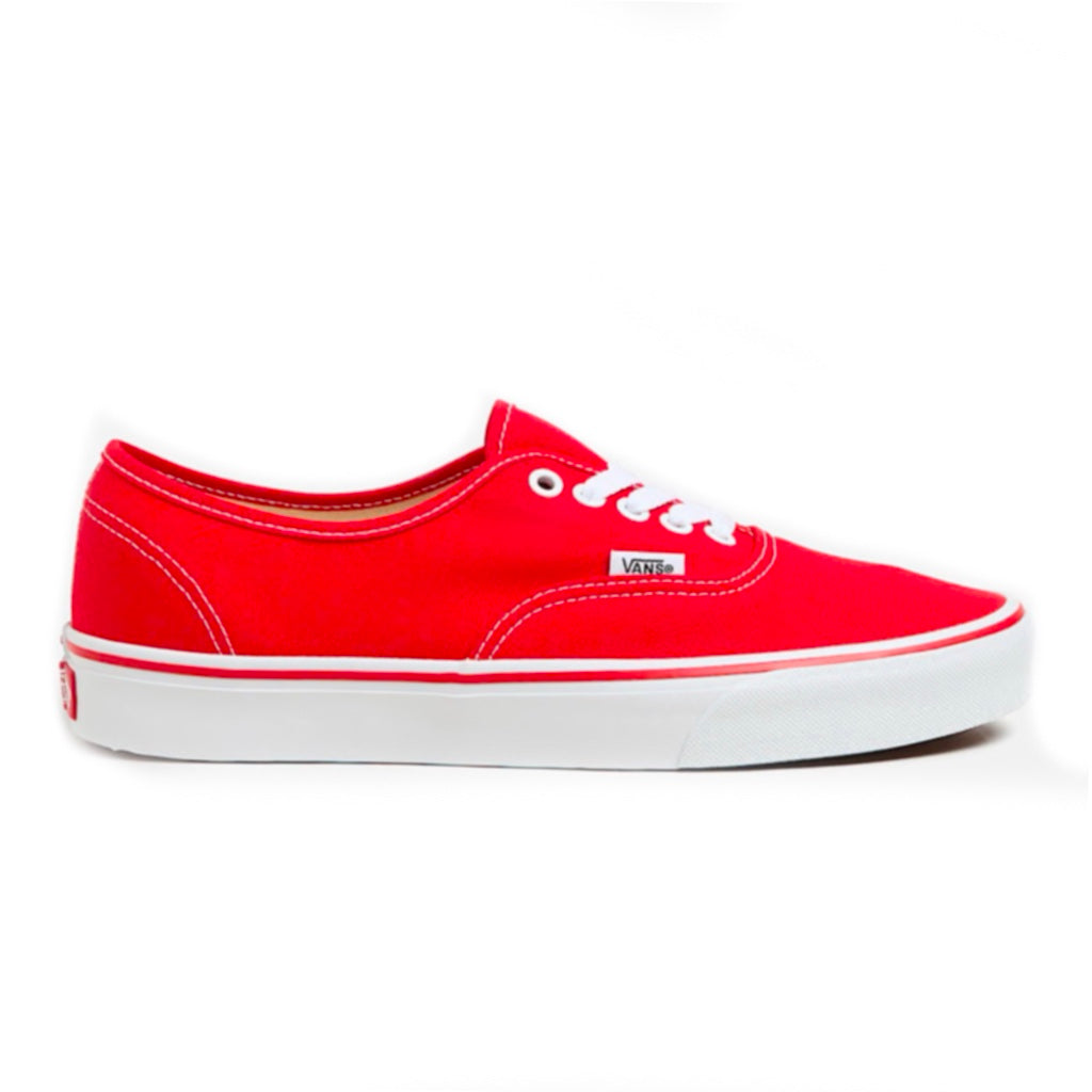 VANS AUTHENTIC RED TRUE WHITE UNISEX CANVAS TRAINERS
