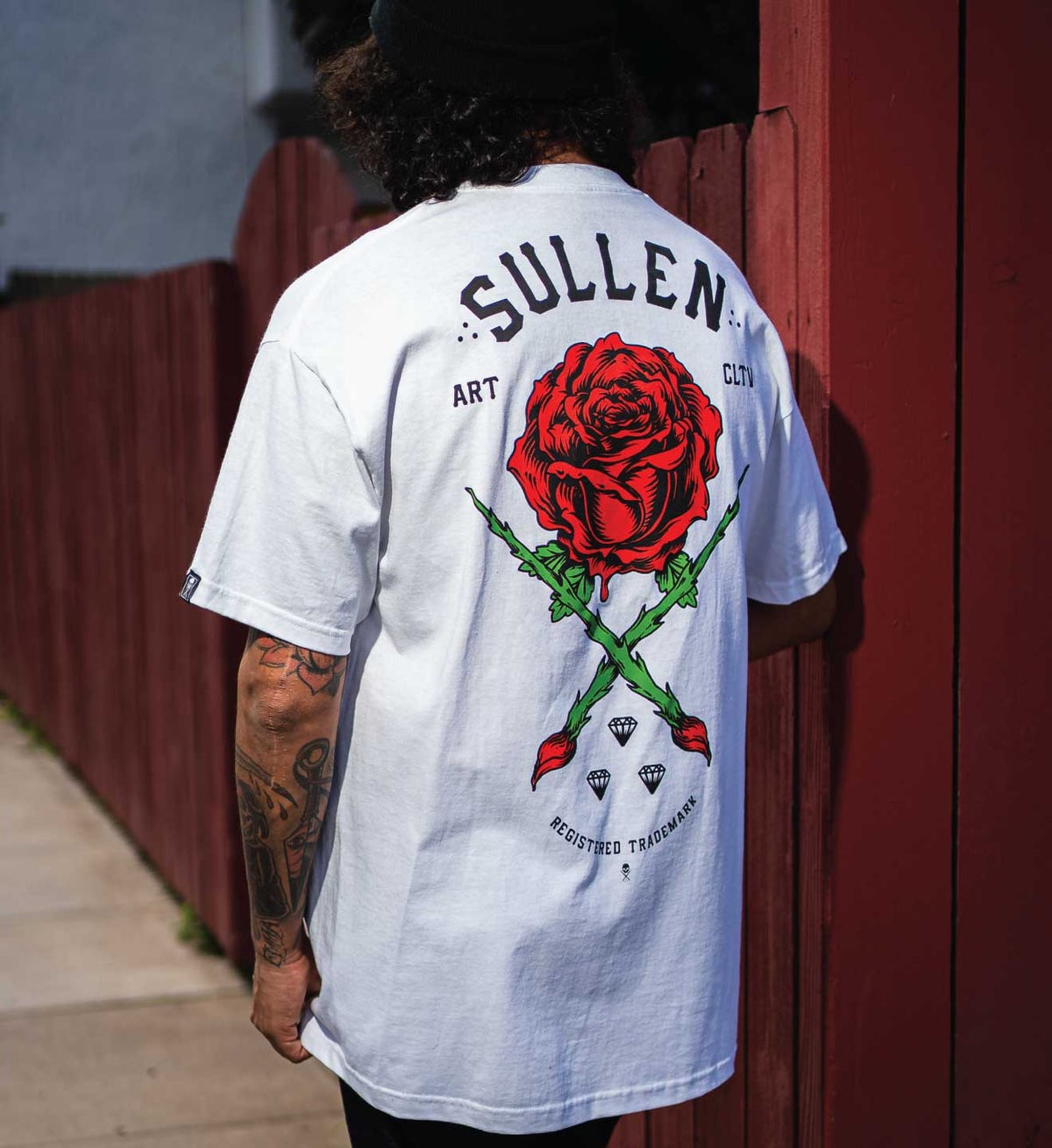 SULLEN CLOTHING ROSE BADGE WHITE STANDARD T-SHIRT