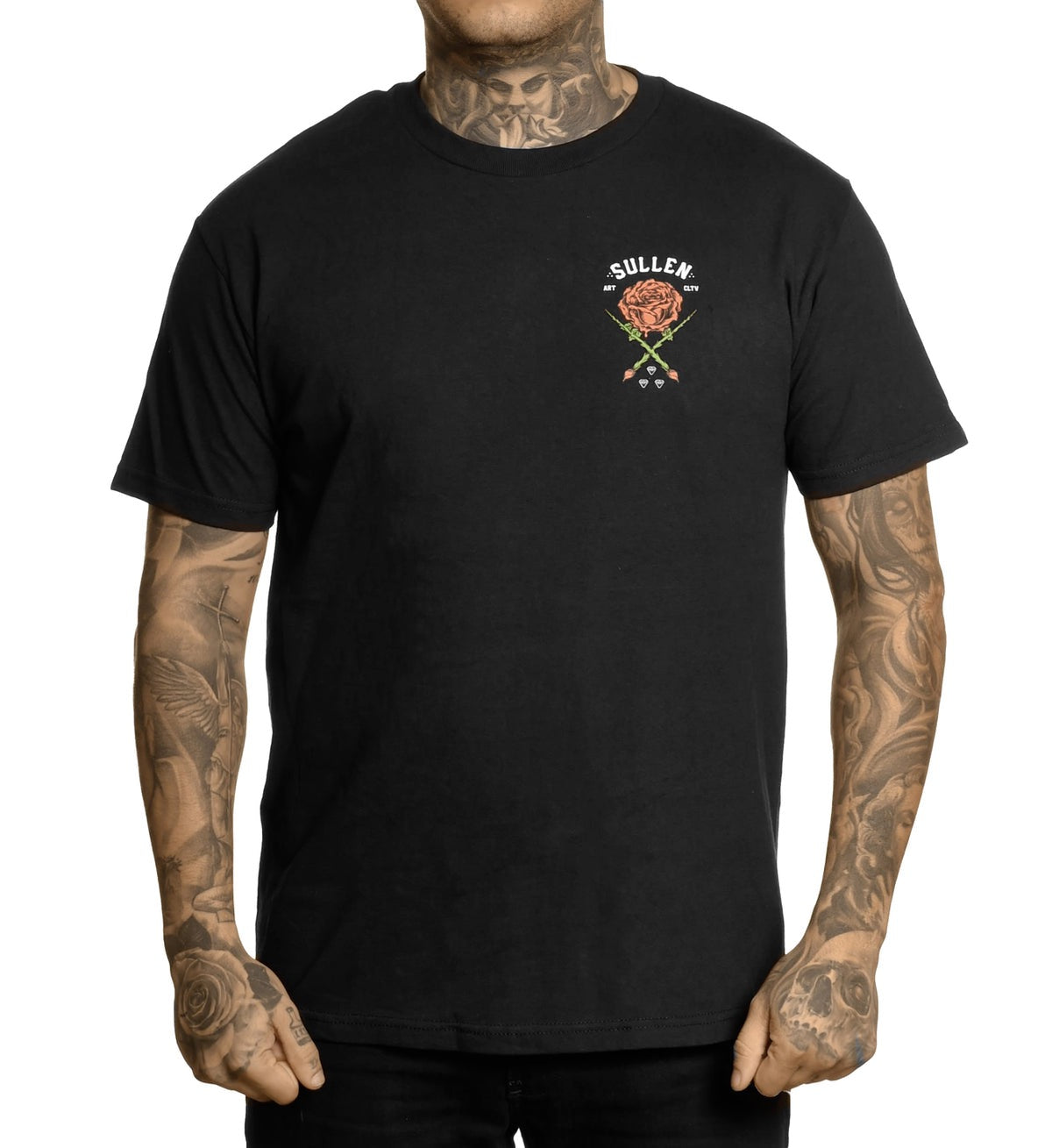 SULLEN CLOTHING ROSE BADGE BLACK STANDARD T-SHIRT