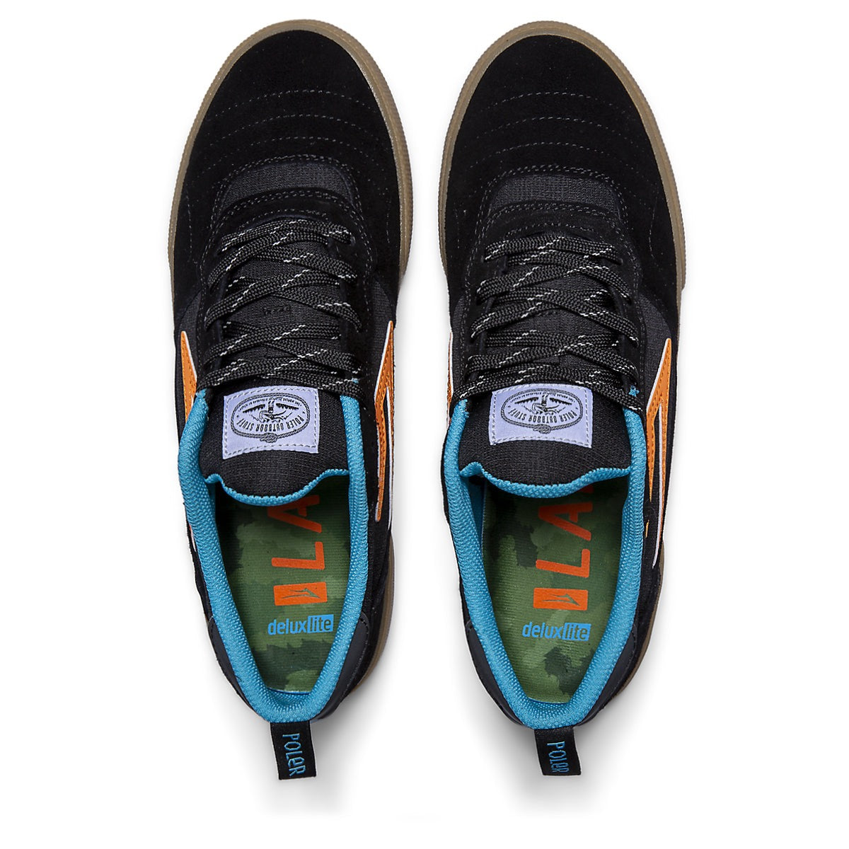 LAKAI X POLAR CAMBRIDGE BLACK MULTI SUEDE TRAINERS