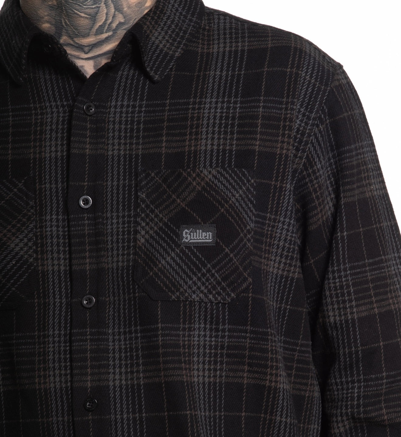 SULLEN CLOTHING EAST LOS BLACK & GREY FLANNEL SHIRT