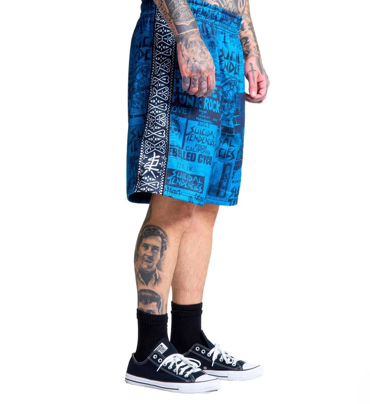 SULLEN CLOTHING X SUICIDE TENDENCIES ST POSTED BLUE SHORTS