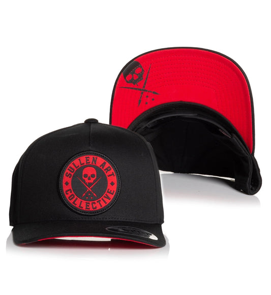SULLEN CLOTHING BOH LOGO BLACK & RED CURVED SNAPBACK CAP HAT