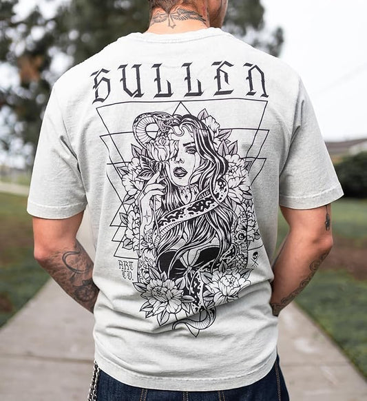 SULLEN CLOTHING SNAKE WRAP '1 TON' OVERSIZED HEAVYWEIGHT PREMIUM GREY ACID WASH T-SHIRT