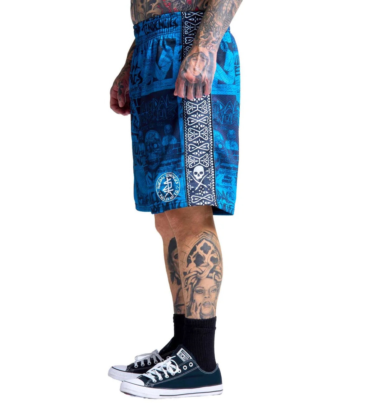 SULLEN CLOTHING X SUICIDE TENDENCIES ST POSTED BLUE SHORTS