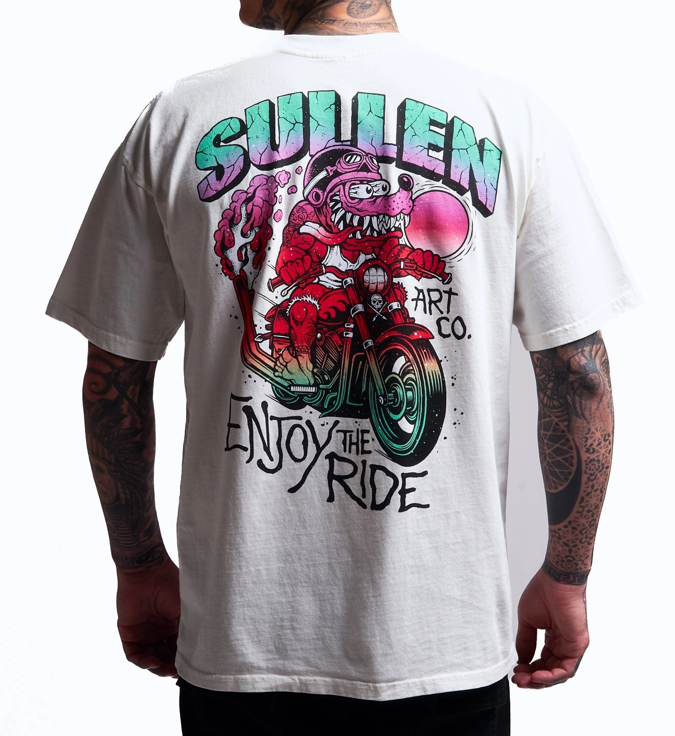 SULLEN CLOTHING ENJOY THE RIDE WHITE "1 TON" OVERSIZED HEAVYWEIGHT PREMIUM T-SHIRT