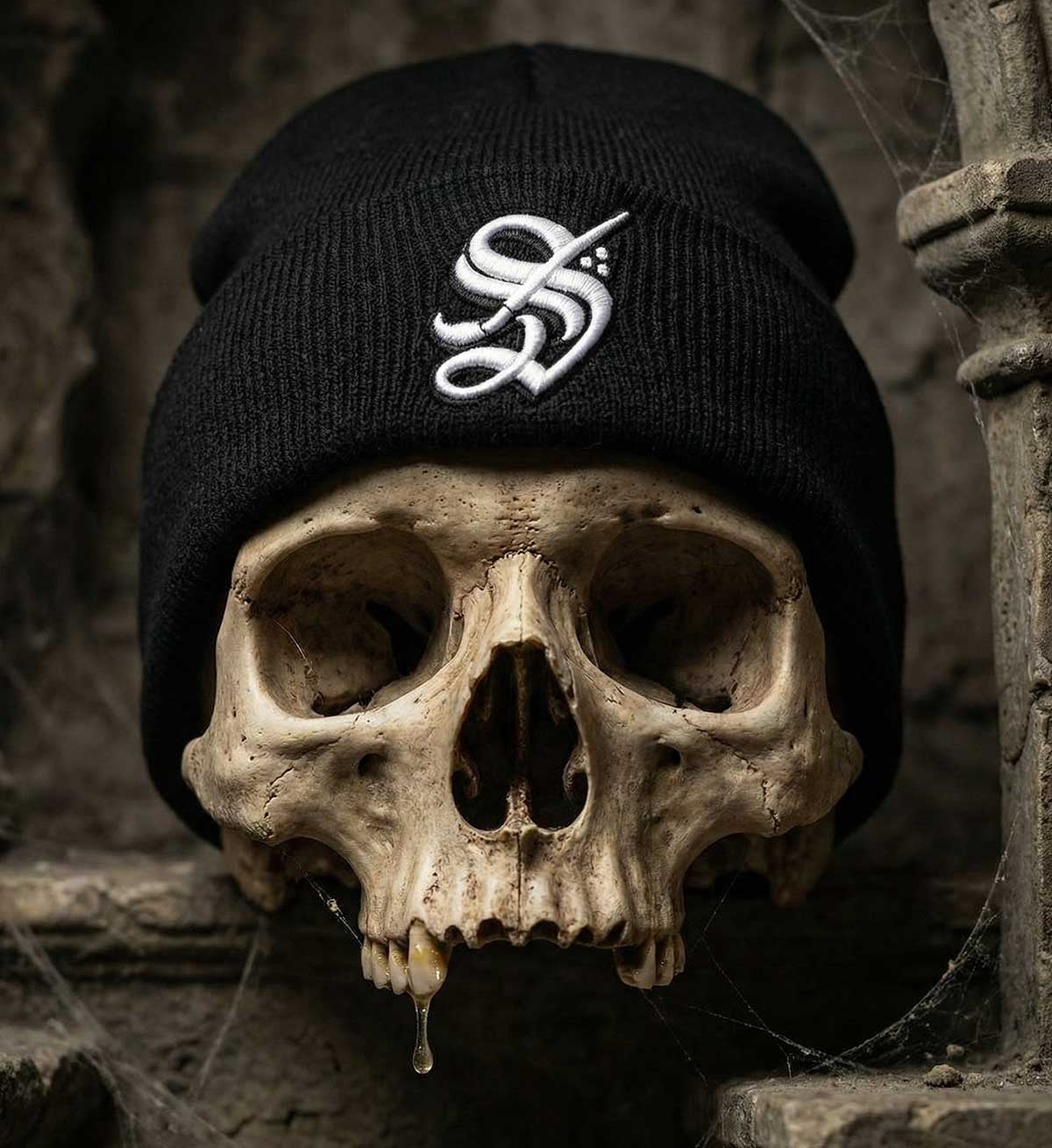 SULLEN CLOTHING MONOGRAM BLACK BEANIE HAT