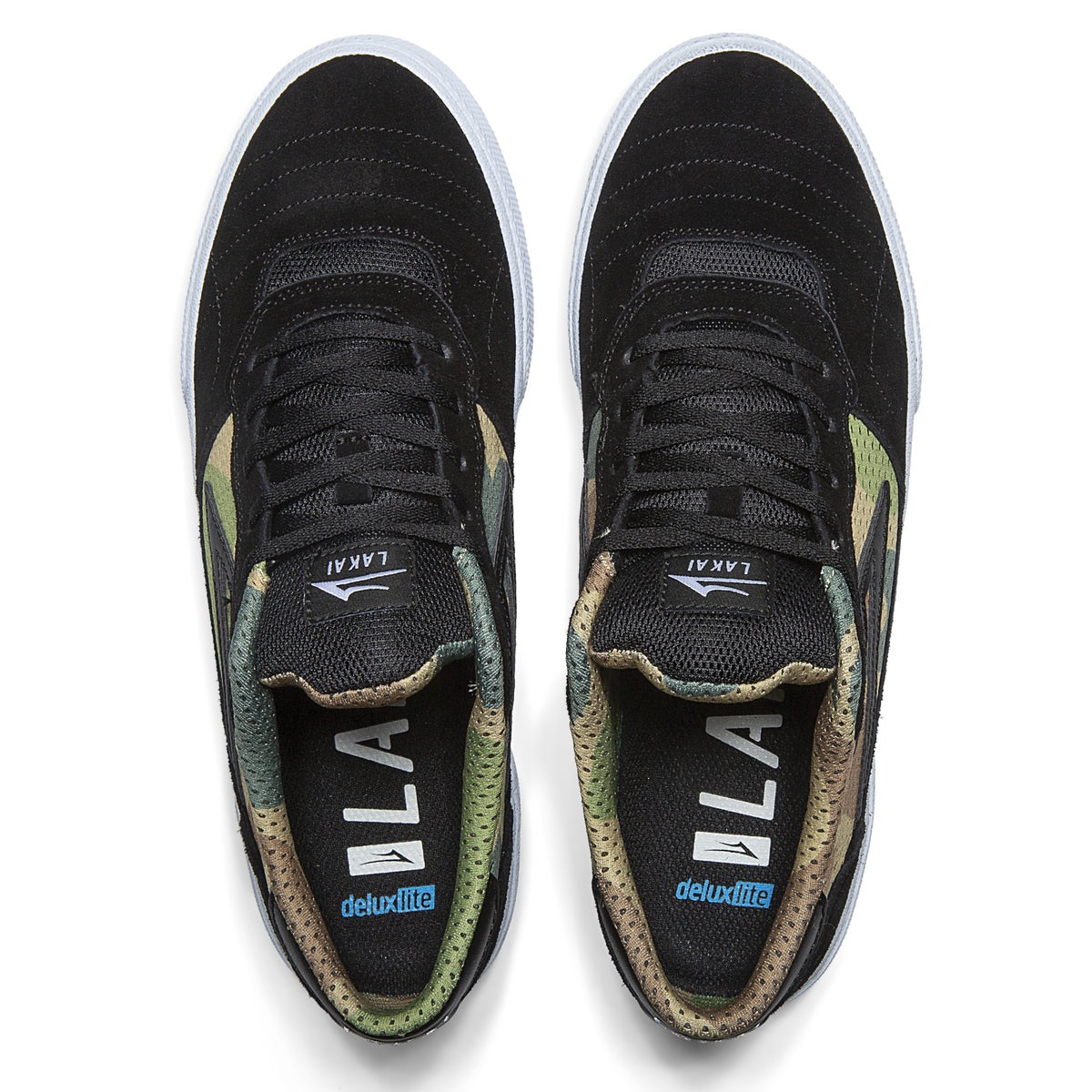 LAKAI CAMBRIDGE BLACK CAMO SUEDE TRAINERS