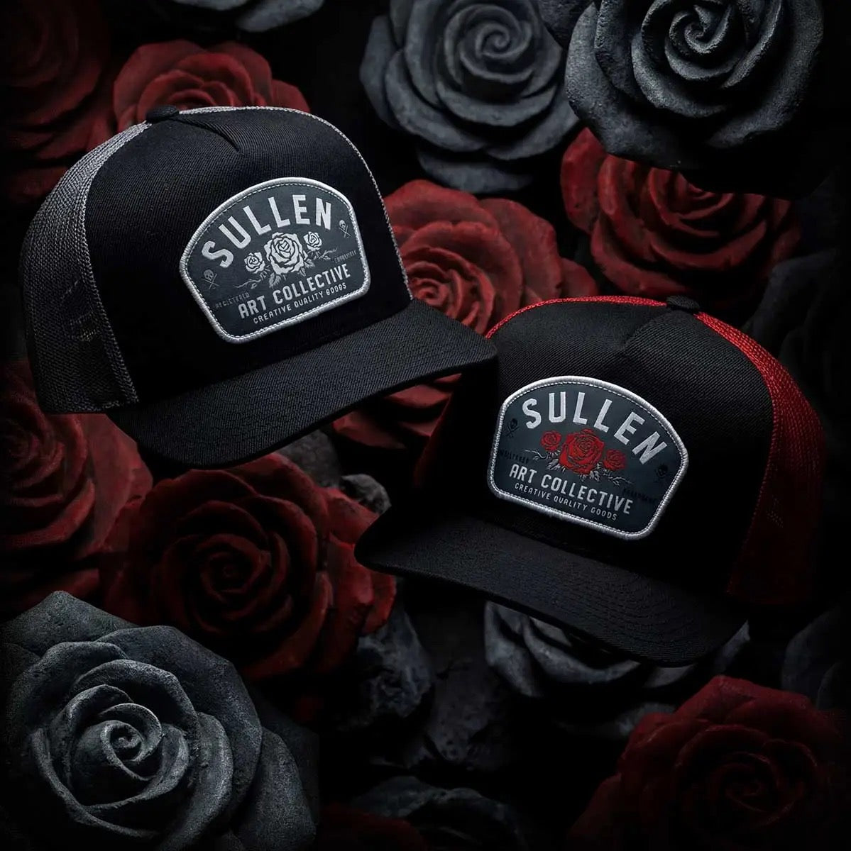 SULLEN CLOTHING LA ROSA BLACK & GREY SNAPBACK TRUCKER CAP