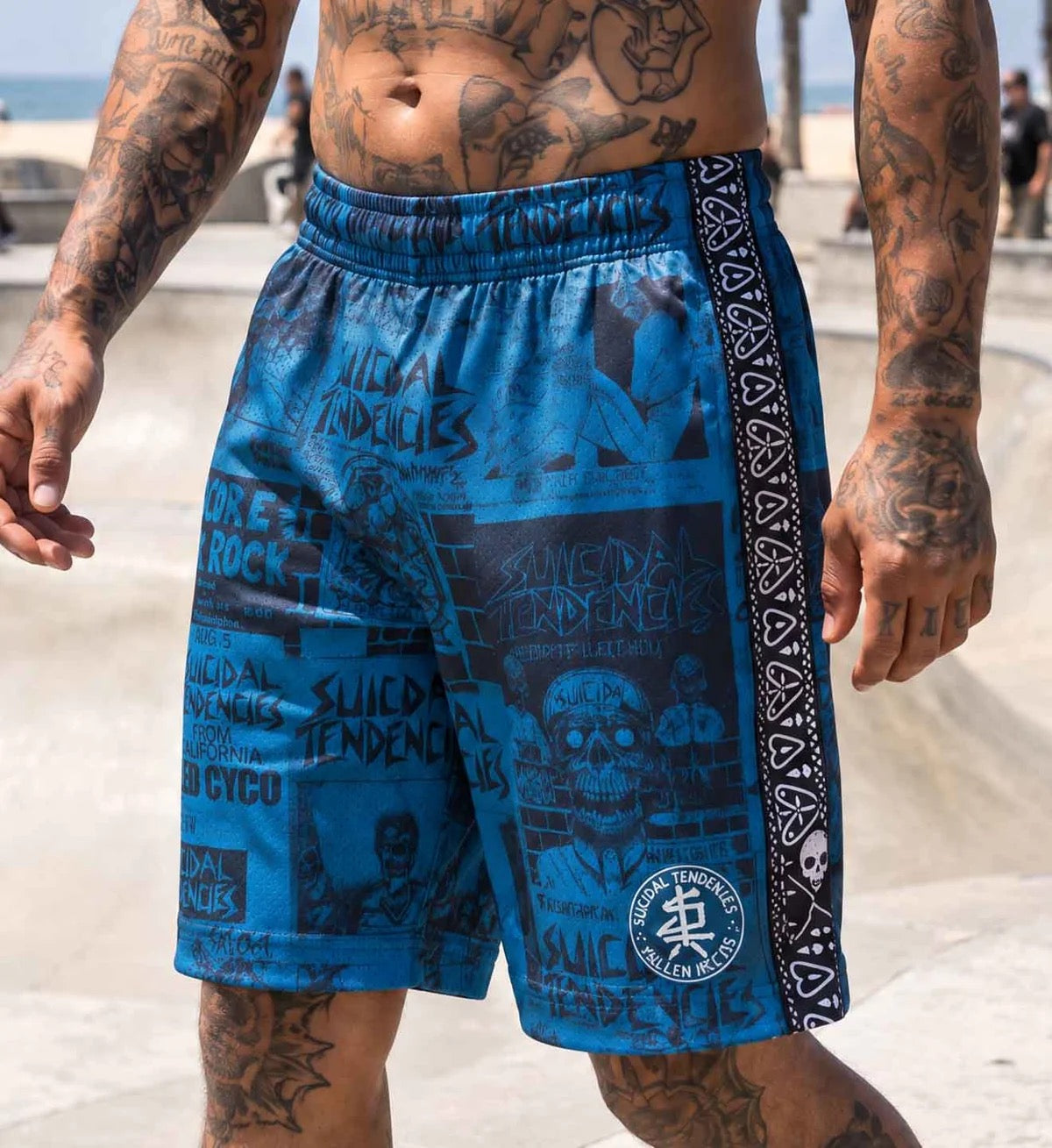SULLEN CLOTHING X SUICIDE TENDENCIES ST POSTED BLUE SHORTS