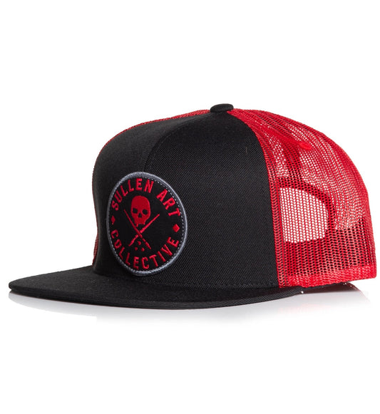 SULLEN CLOTHING ALWAYS  BLACK & RED MESH TRUCKER HAT SNAPBACK CAP
