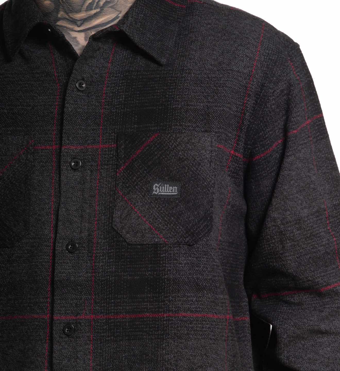 SULLEN CLOTHING BOMBTRACK BLACK FLANNEL SHIRT