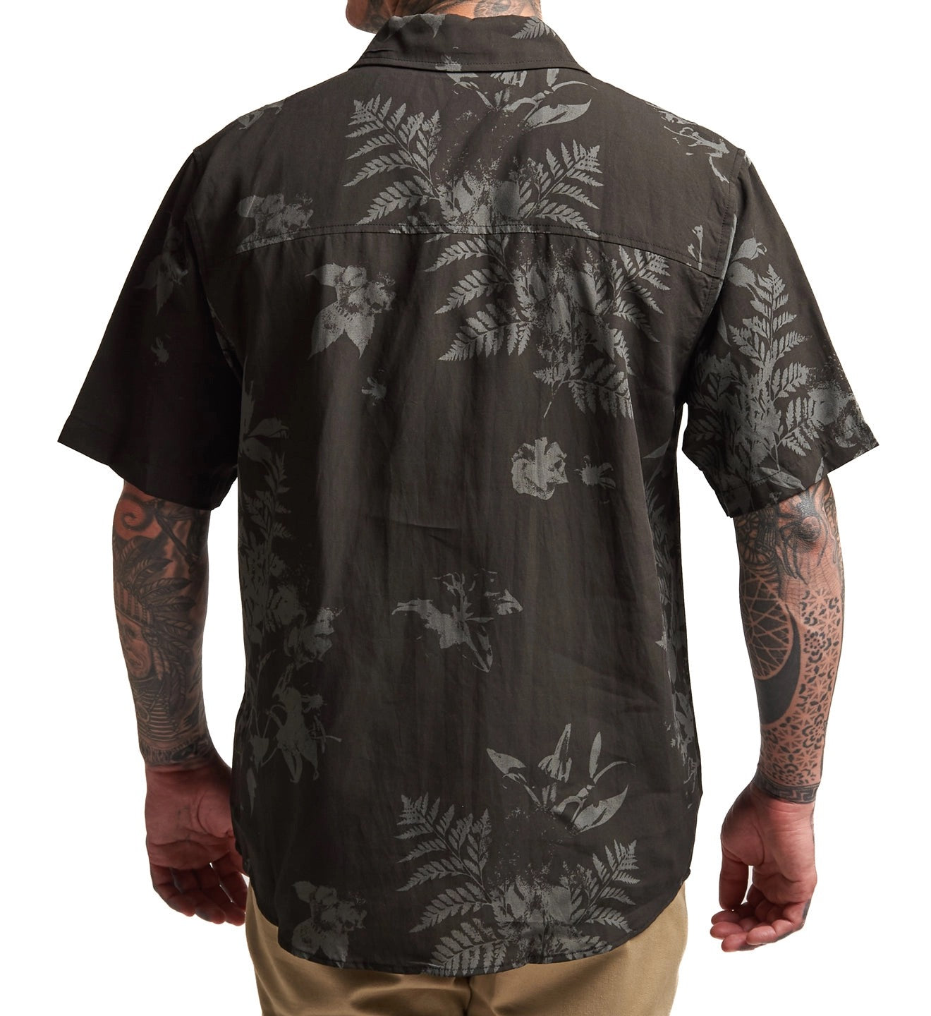 SULLEN CLOTHING MIDNIGHT BLOOM BLACK BUTTON UP WOVEN SHIRT