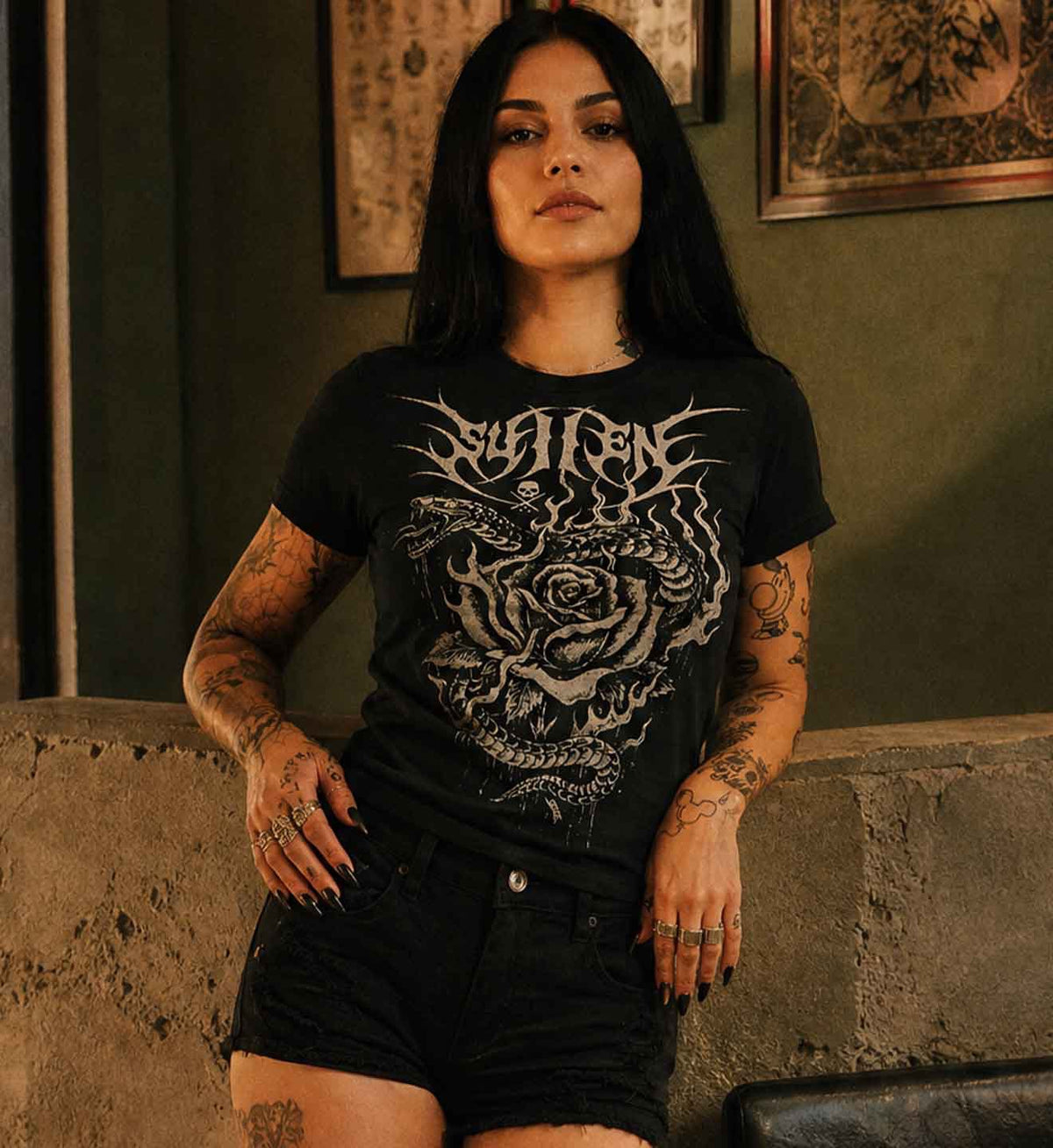 SULLEN CLOTHING SNAKE ROSE LADIES T-SHIRT