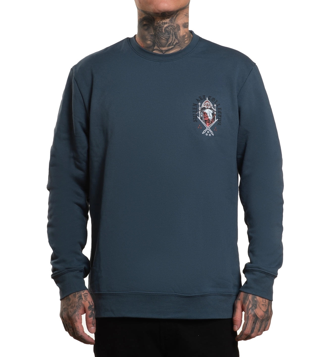 SULLEN CLOTHING DEATH KNOCKING CREW LYTE ORION BLUE SWEATSHIRT