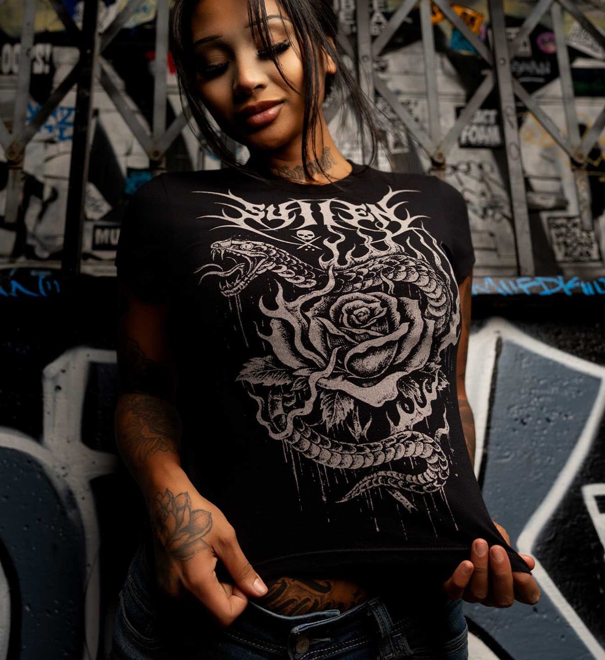 SULLEN CLOTHING SNAKE ROSE LADIES T-SHIRT