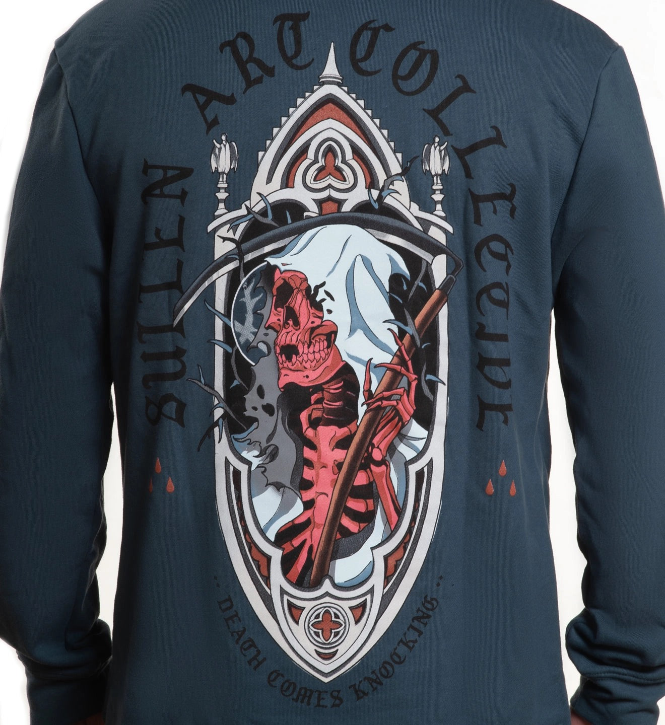 SULLEN CLOTHING DEATH KNOCKING CREW LYTE ORION BLUE SWEATSHIRT