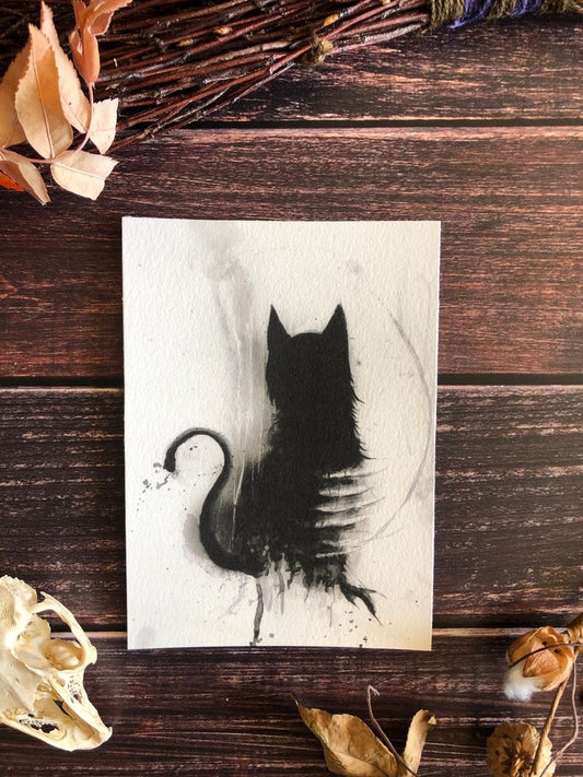 Bad Luck - Black Cat- 5X7" Fine Art Print -ANDY SCIAZKO ART