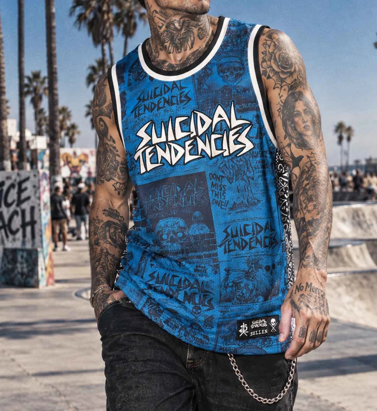 SULLEN CLOTHING X TENDENCIES POSTED BLUE JERSEY TANK VEST