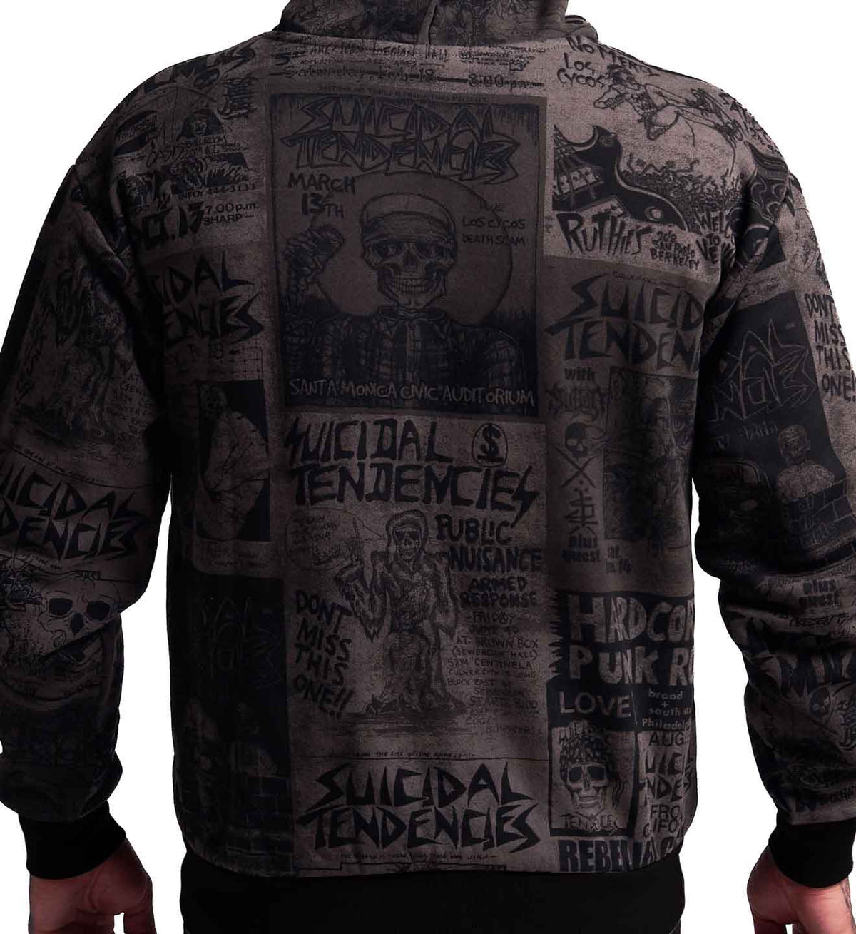 SULLEN CLOTHING X SUICIDAL TENDENCIES POSTED GREY ZIP UP HOODIE